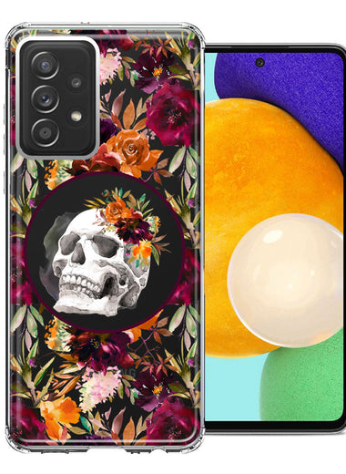Samsung Galaxy A72 Romance Is Dead Valentines Day Halloween Skull Floral Autumn Flowers Double Layer Phone Case Cover