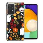 Samsung Galaxy A72 Spooky Season Fall Autumn Flowers Ghosts Skulls Halloween Double Layer Phone Case Cover