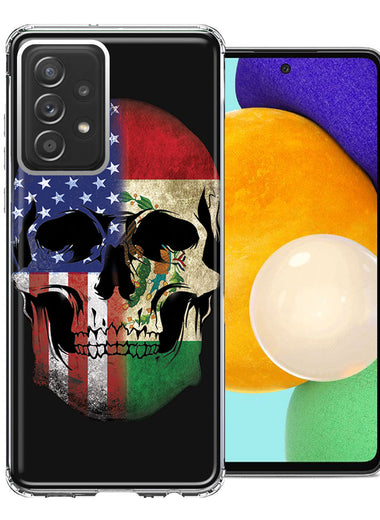 Samsung Galaxy A72 US Mexico Flag Skull Double Layer Phone Case Cover