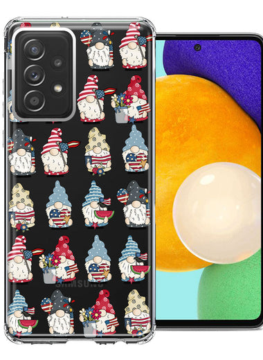 Samsung Galaxy A72 USA Fourth Of July American Summer Cute Gnomes Patriotic Parade Double Layer Phone Case Cover