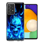 Samsung Galaxy A72 Blue Flaming Skull Double Layer Phone Case Cover