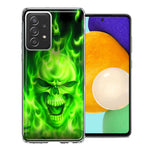 Samsung Galaxy A72 Green Flaming Skull Double Layer Phone Case Cover