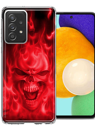 Samsung Galaxy A72 Red Flaming Skull Double Layer Phone Case Cover