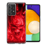 Samsung Galaxy A72 Red Flaming Skull Double Layer Phone Case Cover