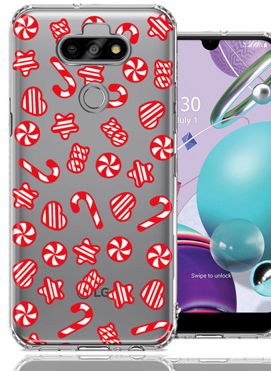 LG Aristo 5/Phoenix 5/Risio 4 Christmas Winter Red White Peppermint Candies Swirls Candycanes Design Double Layer Phone Case Cover