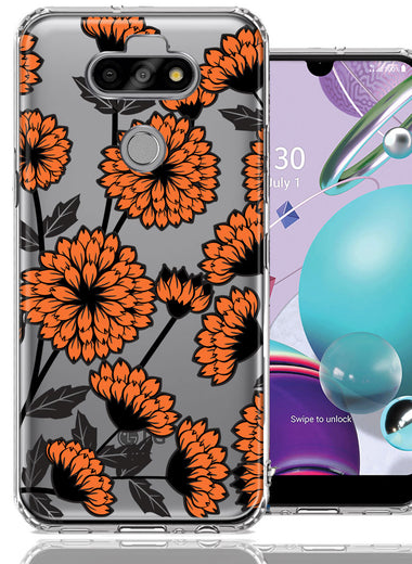 LG Aristo 5/Phoenix 5/Risio 4 Orange Chrysanthemum Flowers Design Double Layer Phone Case Cover