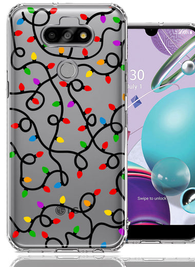 LG Aristo 5/Phoenix 5/Risio 4 Colorful Nostalgic Vintage Christmas Holiday Winter String Lights Design Double Layer Phone Case Cover