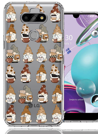 LG Aristo 5/Phoenix 5/Risio 4 Cute Morning Coffee Lovers Gnomes Characters Drip Iced Latte Americano Espresso Brown Double Layer Phone Case Cover