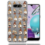 LG Aristo 5/Phoenix 5/Risio 4 Cute Morning Coffee Lovers Gnomes Characters Drip Iced Latte Americano Espresso Brown Double Layer Phone Case Cover