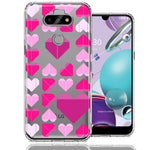 LG Aristo 5/Phoenix 5/Risio 4 Pink Purple Origami Valentine's Day Polkadot Hearts Design Double Layer Phone Case Cover