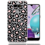 LG Aristo 5/Phoenix 5/Risio 4 Cute Pink Leopard Print Hearts Valentines Day Love Double Layer Phone Case Cover