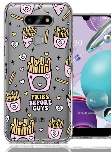 LG Aristo 5/Phoenix 5/Risio 4 Cute Valentine Pink Love Hearts Fries Before Guys Double Layer Phone Case Cover