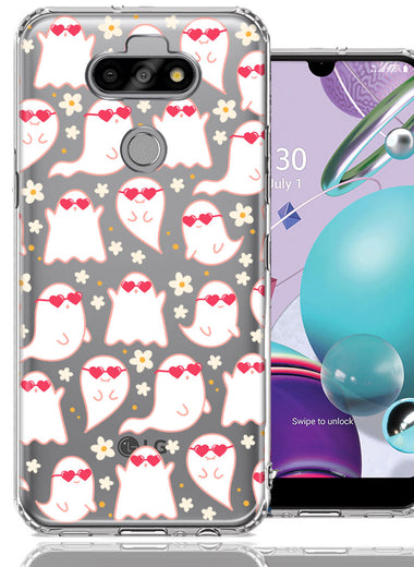 LG Aristo 5/Phoenix 5/Risio 4 Floating Heart Glasses Love Ghosts Vaneltines Day Cutie Daisy Double Layer Phone Case Cover