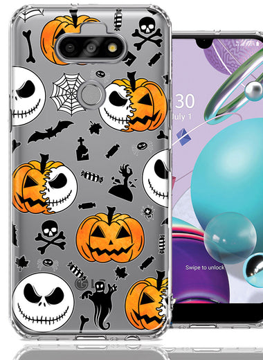 LG Aristo 5/Phoenix 5/Risio 4 Halloween Jack-O-Lantern Pumpkin Skull Spooky Design Double Layer Phone Case Cover