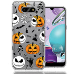 LG Aristo 5/Phoenix 5/Risio 4 Halloween Jack-O-Lantern Pumpkin Skull Spooky Design Double Layer Phone Case Cover