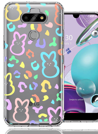 LG Aristo 5/Phoenix 5/Risio 4 Leopard Easter Bunny Candy Colorful Rainbow Double Layer Phone Case Cover