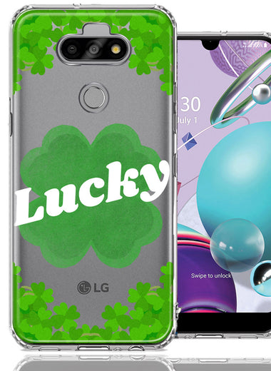 LG Aristo 5/Phoenix 5/Risio 4 Lucky St Patrick's Day Shamrock Green Clovers Double Layer Phone Case Cover