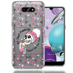 LG Aristo 5/Phoenix 5/Risio 4 Pink Dead Valentine Skull Frap Hearts If I had Feelings They'd Be For You Love Double Layer Phone Case Cover