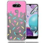 LG Aristo 5/Phoenix 5/Risio 4 Pink Drip Frosting Cute Heart Sprinkles Kawaii Cake Design Double Layer Phone Case Cover