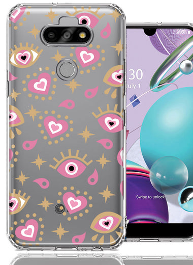 LG Aristo 5/Phoenix 5/Risio 4 Pink Evil Eye Lucky Love Law Of Attraction Design Double Layer Phone Case Cover