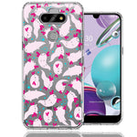 LG Aristo 5/Phoenix 5/Risio 4 Pink Happy Swimming Axolotls Polka Dots Double Layer Phone Case Cover