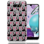 LG Aristo 5/Phoenix 5/Risio 4 Pink Horror Valentine Character Ghostface Boyfriend Call Me Hearts Double Layer Phone Case Cover