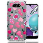 LG Aristo 5/Phoenix 5/Risio 4 Pretty Valentines Day Hearts Chocolate Candy Angel Flowers Double Layer Phone Case Cover
