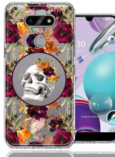 LG Aristo 5/Phoenix 5/Risio 4 Romance Is Dead Valentines Day Halloween Skull Floral Autumn Flowers Double Layer Phone Case Cover