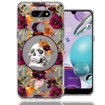 LG Aristo 5/Phoenix 5/Risio 4 Romance Is Dead Valentines Day Halloween Skull Floral Autumn Flowers Double Layer Phone Case Cover