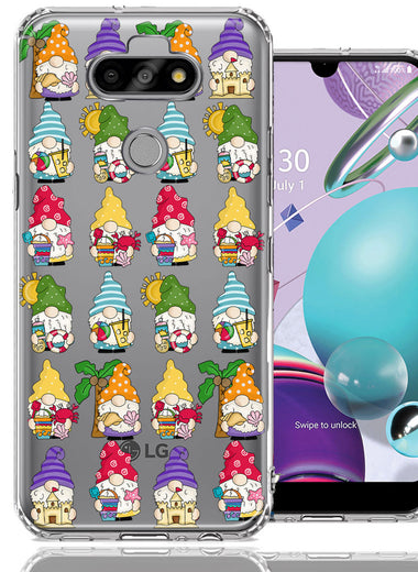LG Aristo 5/Phoenix 5/Risio 4 Summer Beach Cute Gnomes Sand Castle Shells Palm Trees Double Layer Phone Case Cover