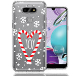 LG Aristo 5/Phoenix 5/Risio 4 Winter Joy Snow Peppermint Candy Cane Heart Festive Christmas Double Layer Phone Case Cover