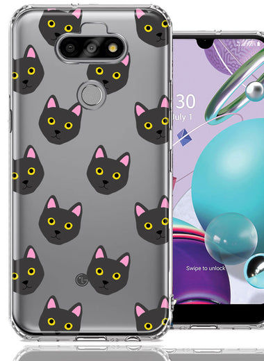LG Aristo 5/Phoenix 5/Risio 4 Black Cat Polkadots Design Double Layer Phone Case Cover