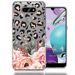 For LG Aristo 5 Classy Blush Peach Peony Rose Flowers Leopard Phone Case Cover