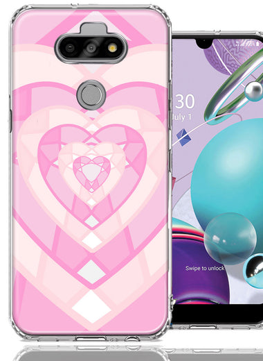 LG Aristo 5/Phoenix 5/Risio 4 Pink Gem Hearts Design Double Layer Phone Case Cover