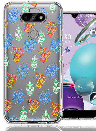 LG Aristo 5/Phoenix 5/Risio 4 Snakes Skulls Roses Design Double Layer Phone Case Cover