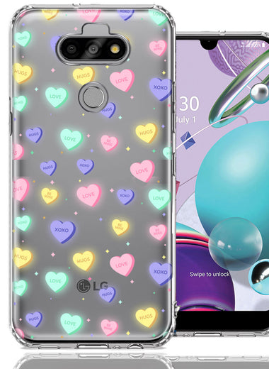 LG Aristo 5/Phoenix 5/Risio 4 Valentine's Day Heart Candies Polkadots Design Double Layer Phone Case Cover