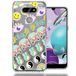 LG Aristo 5/Phoenix 5/Risio 4 70's Yin Yang Hippie Happy Peace Stars Design Double Layer Phone Case Cover