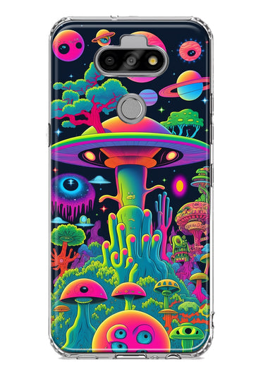LG Aristo 5/Phoenix 5/Risio 4 Neon Rainbow Psychedelic UFO Alien Planet Hybrid Protective Phone Case Cover