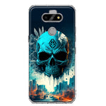 LG Aristo 5/Phoenix 5/Risio 4 Blue Apocalypse Cyberpunk Skull Feather Double Layer Phone Case Cover