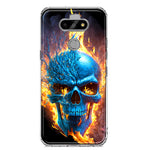 LG Aristo 5/Phoenix 5/Risio 4 Blue Flaming Skull Burning Fire Double Layer Phone Case Cover