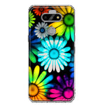 LG Aristo 5/Phoenix 5/Risio 4 Neon Rainbow Daisy Glow Colorful Daisies Baby Blue Pink Yellow White Double Layer Phone Case Cover