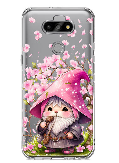 LG Aristo 5/Phoenix 5/Risio 4 Cute Pink Cherry Blossom Gnome Spring Floral Flowers Double Layer Phone Case Cover