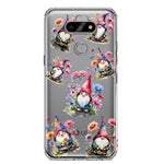 LG Aristo 5/Phoenix 5/Risio 4 Cute Pink Purple Cosmos Flowers Gnomes Spring Floral Double Layer Phone Case Cover
