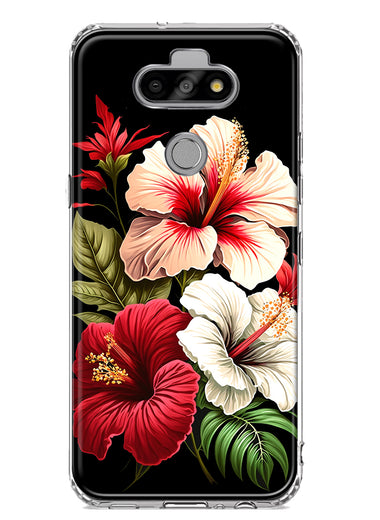 LG Aristo 5/Phoenix 5/Risio 4 Pink Red Hibiscus Wild Flowers Floral Hybrid Protective Phone Case Cover