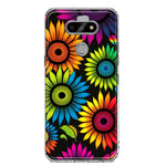 LG Aristo 5/Phoenix 5/Risio 4 Neon Rainbow Glow Sunflowers Colorful Floral Pink Purple Double Layer Phone Case Cover