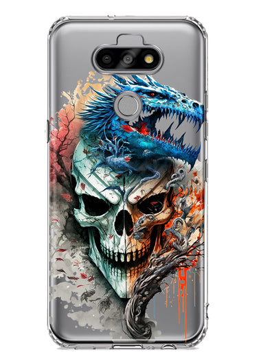 LG Aristo 5/Phoenix 5/Risio 4 Fantasy Blue Dragon Dream Skull Double Layer Phone Case Cover