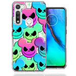 Motorola Moto G Fast Bright Rainbow Nightmare Skulls Spooky Season Halloween Design Double Layer Phone Case Cover