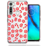 Motorola Moto G Fast Christmas Winter Red White Peppermint Candies Swirls Candycanes Design Double Layer Phone Case Cover