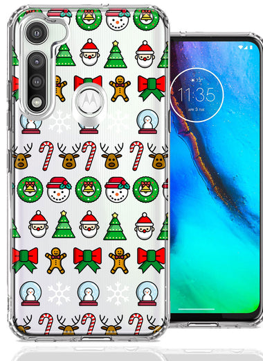 Motorola Moto G Fast Classic Christmas Polka Dots Santa Snowman Reindeer Candy Cane Design Double Layer Phone Case Cover