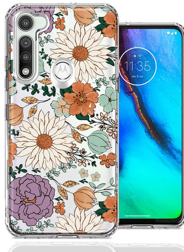 Motorola Moto G Fast Feminine Classy Flowers Fall Toned Floral Wallpaper Style Double Layer Phone Case Cover